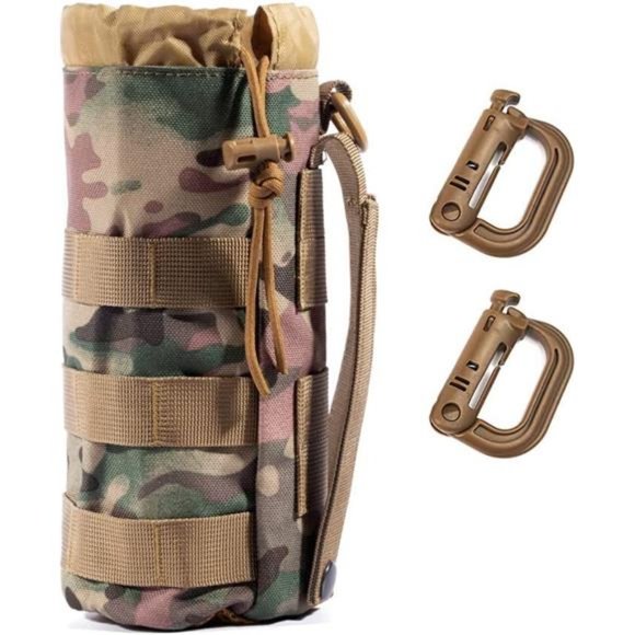 Sports Water Bottles Pouch Bag, Tactical Drawstring Molle Water Bottle Holder - Picture 1 of 7